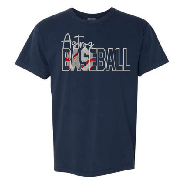 Astros Embroidered Baseball Comfort Tee on Navy