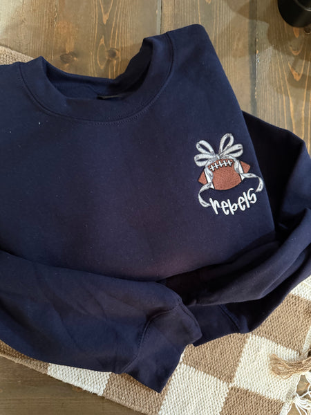 rebels football style Embroidered CREWNECK
