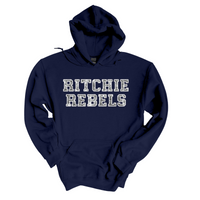 RITCHIE REBELS Faux Sequin Varsity Logo Shirt On NAVY