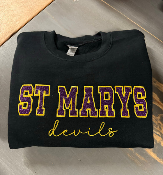 ST MARYS devils Embroidered glitter