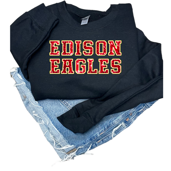 Edison Eagles Faux sequin Varsity Logo shirt