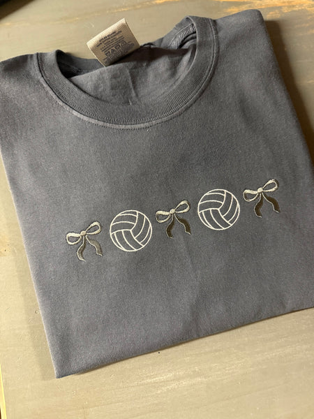 volleyball & bows comfort tee embroidered comfort tee