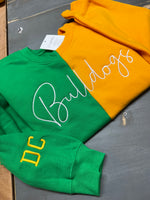 Bulldogs split crewneck with DC on sleeve