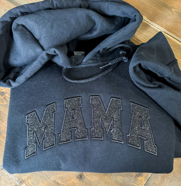 Black embroidered glitter MAMA