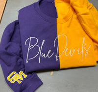 Custom split vertical Crewneck in script writing With sleeve