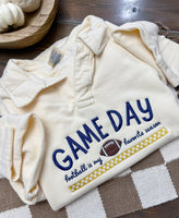 Game Day Embroidered polo collar sweatshirt