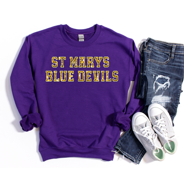 St Marys Blue Devils Faux sequin Varsity Logo Shirt