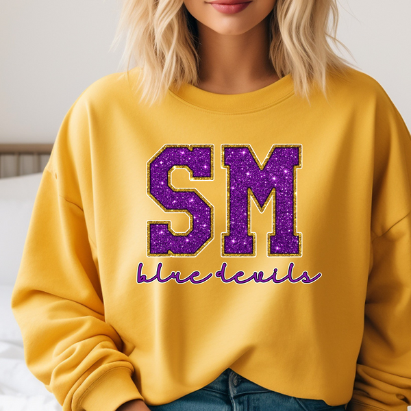 Faux Sparkle SM blue devils shirt